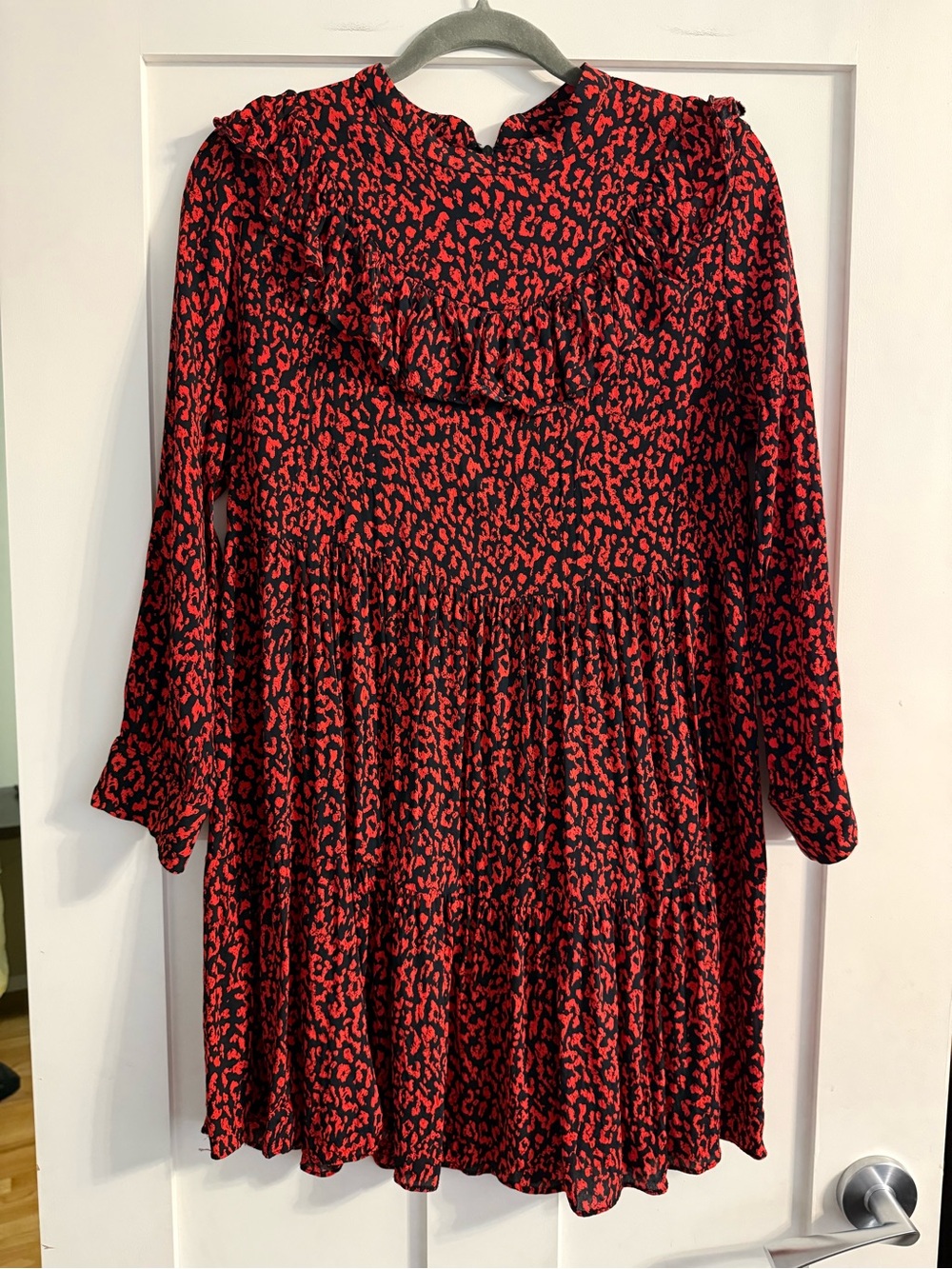 Zara Red and Black Ruffled Mini Dress